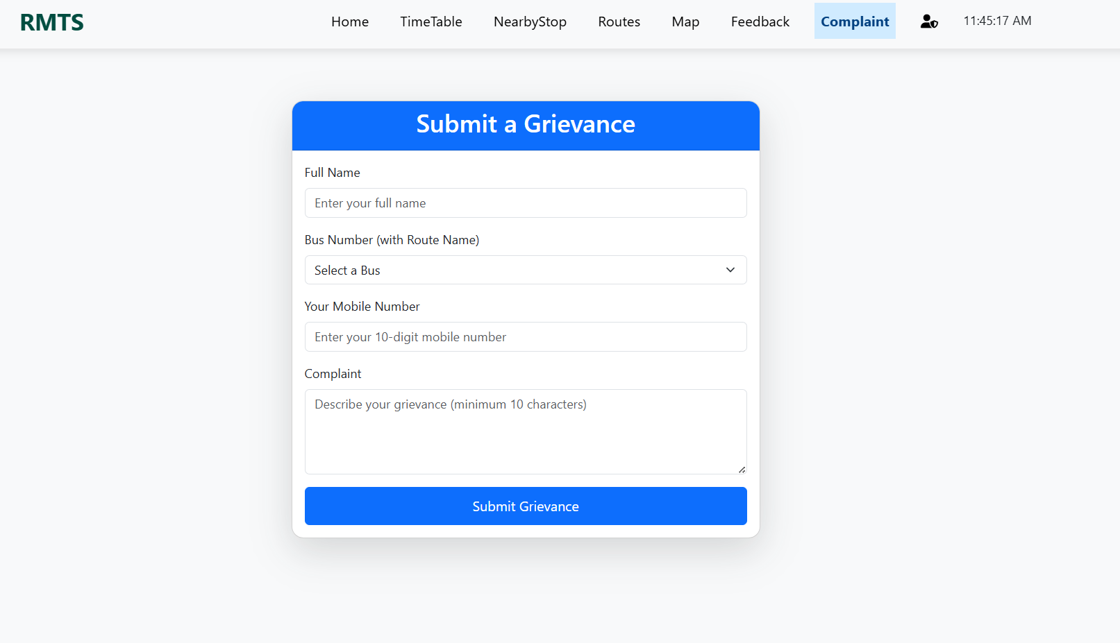 Grievance Page