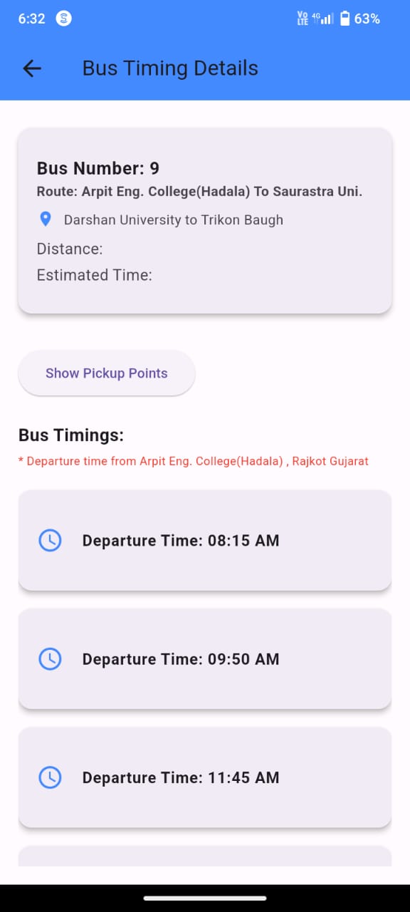 Bus Timing Page